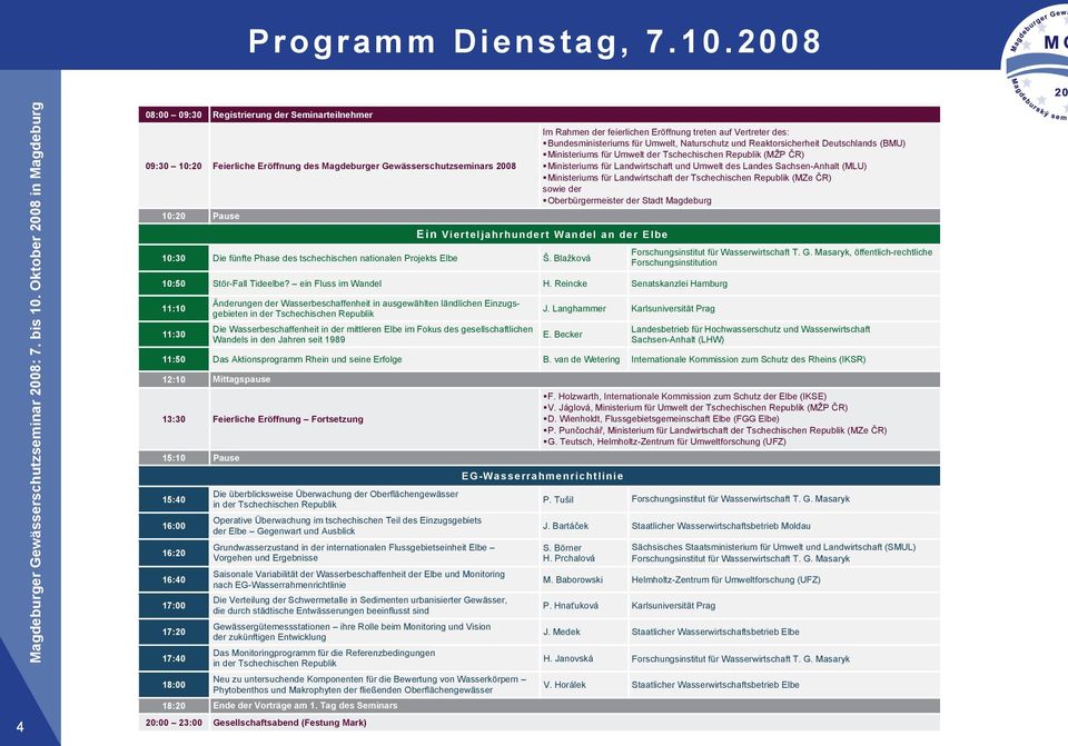 treten auf Vertreter des: Bundesministeriums für Umwelt, Naturschutz und Reaktorsicherheit Deutschlands (BMU) Ministeriums für Umwelt der Tschechischen Republik (MŽP R) Ministeriums für