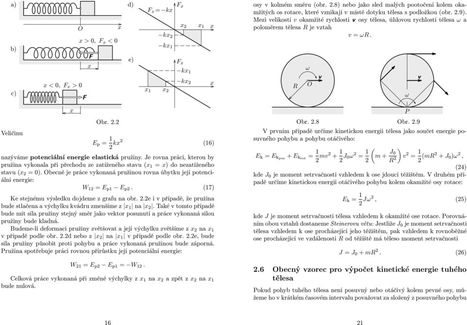 . E p = 1 k (16) nazýváme potenciální energie elastická pružiny. Je rovna práci, kterou by pružina vykonala při přechodu ze zatíženého stavu ( 1 = ) do nezatíženého stavu ( = 0).