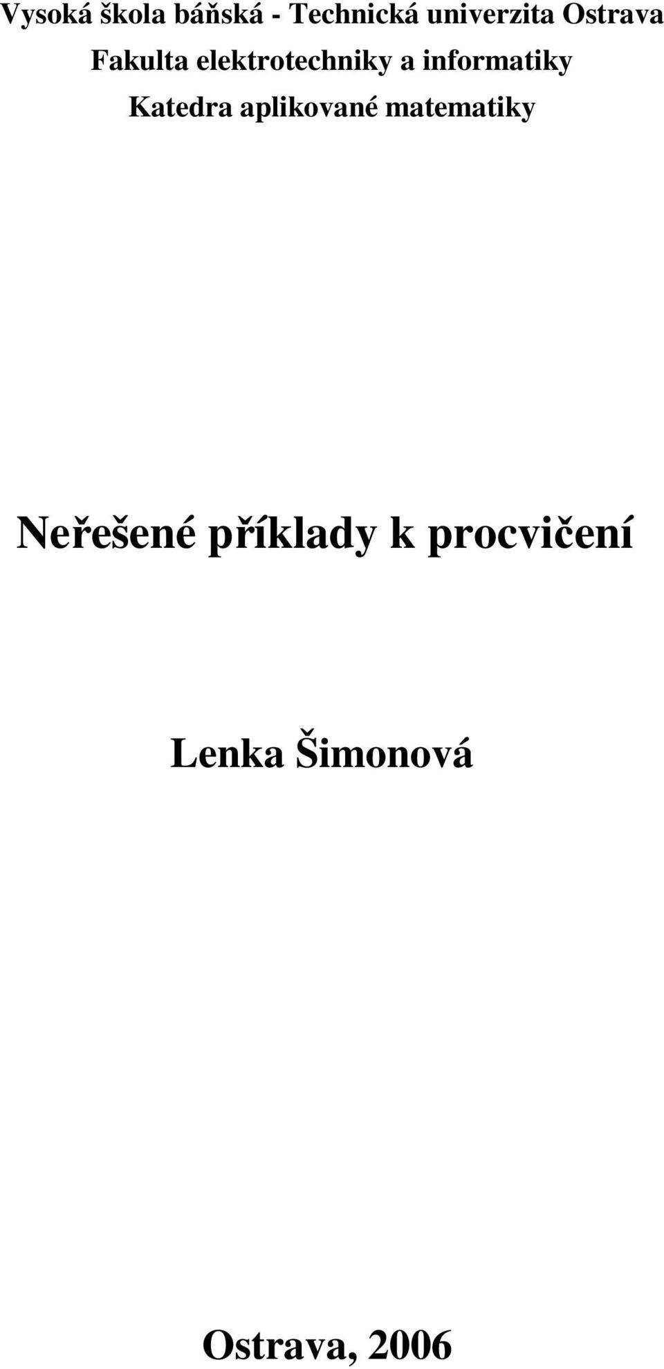 nformatky Katedra aplkované matematky