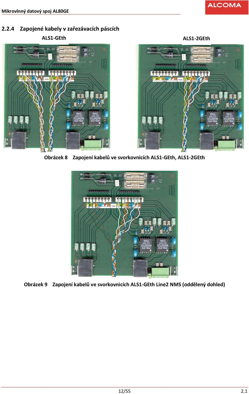 ALS1-GEth, ALS1-2GEth Obrázek 9 Zapojení kabelů ve