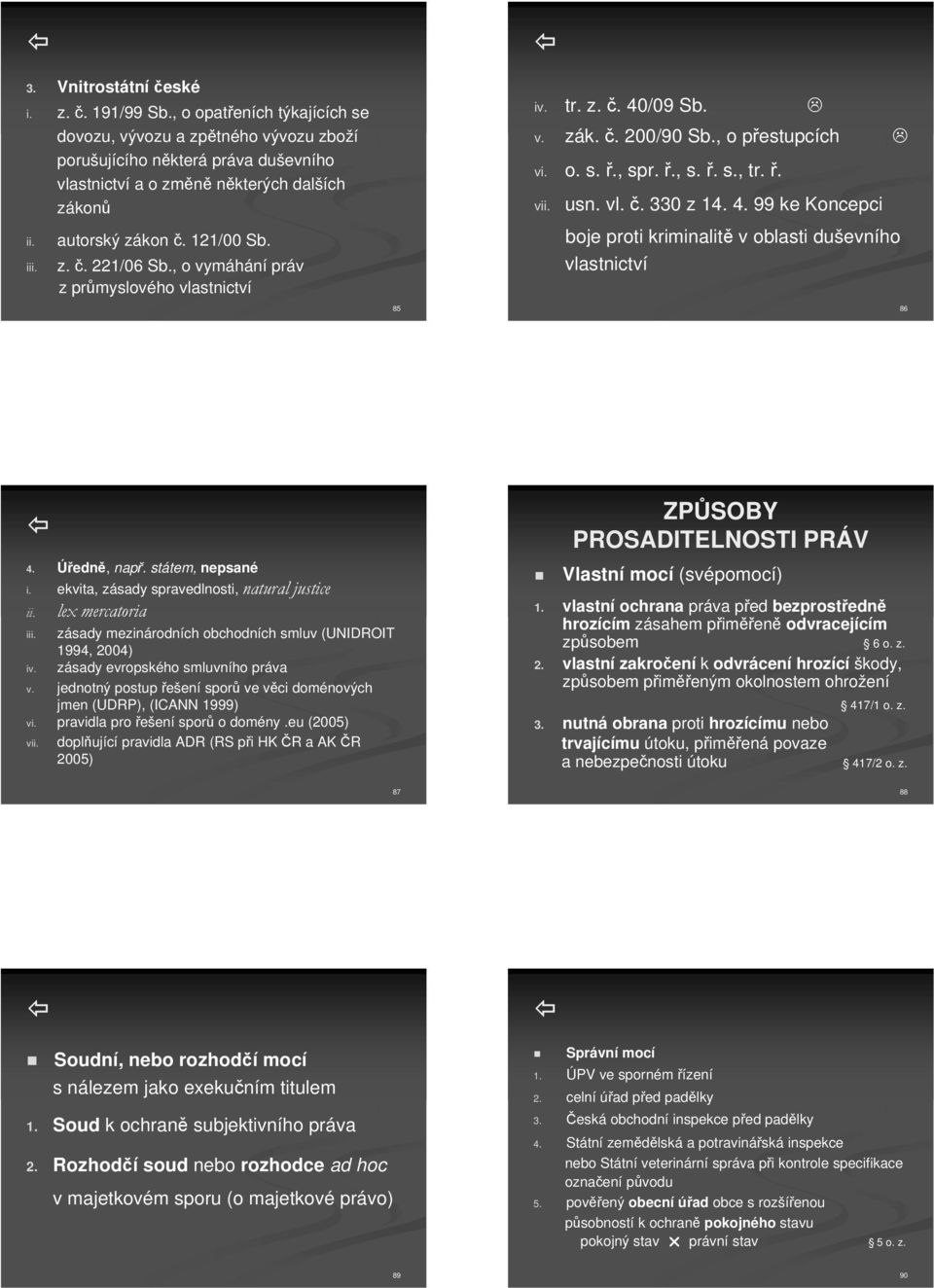 4. 99 ke Koncepci boje proti kriminalit v oblasti duševního vlastnictví 86 4. Úedn, nap. státem, nepsané i. ekvita, zásady spravedlnosti, natural justice ii. lex mercatoria iii.