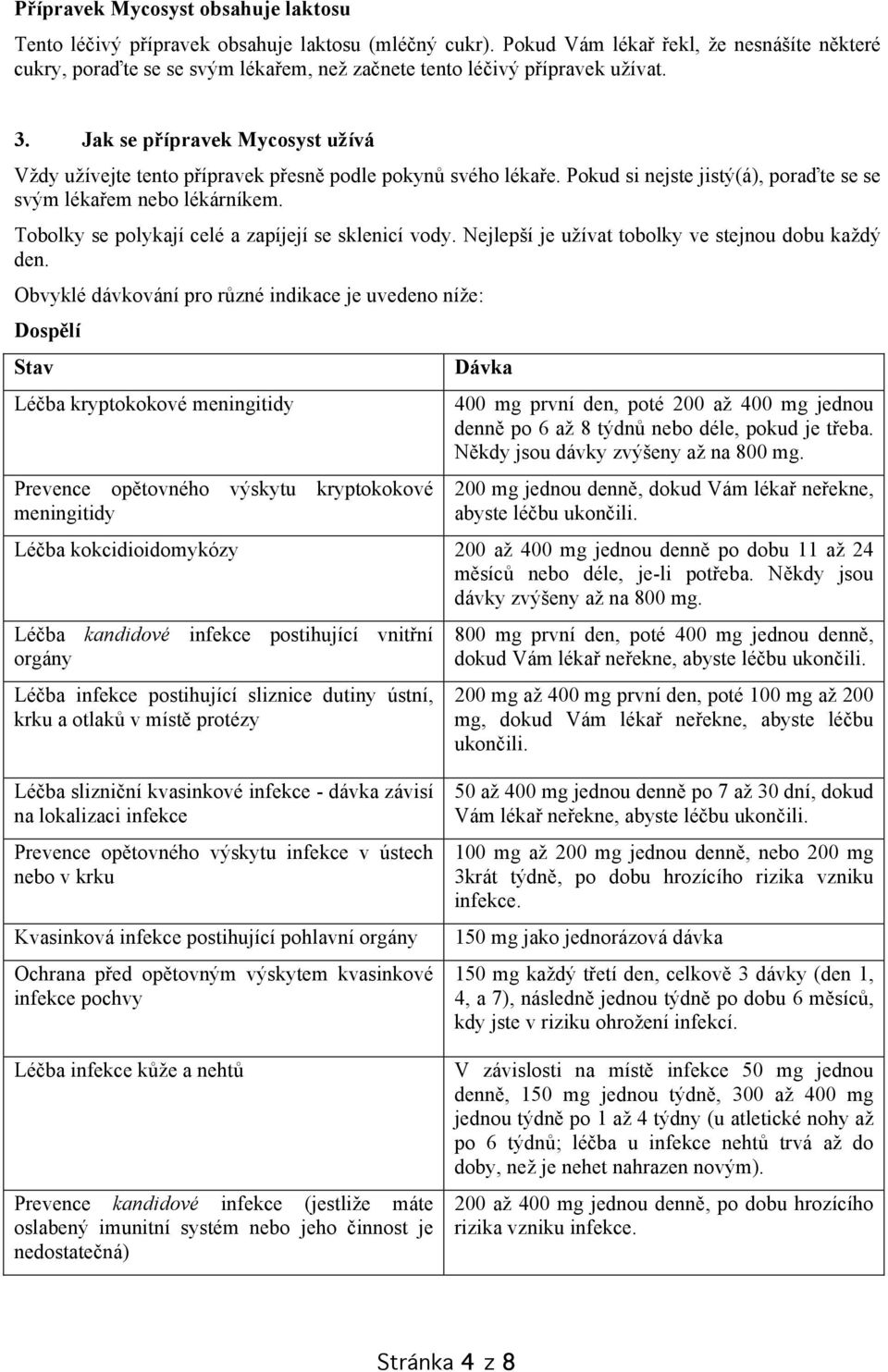 Jak se přípravek Mycosyst užívá Vždy užívejte tento přípravek přesně podle pokynů svého lékaře. Pokud si nejste jistý(á), poraďte se se svým lékařem nebo lékárníkem.