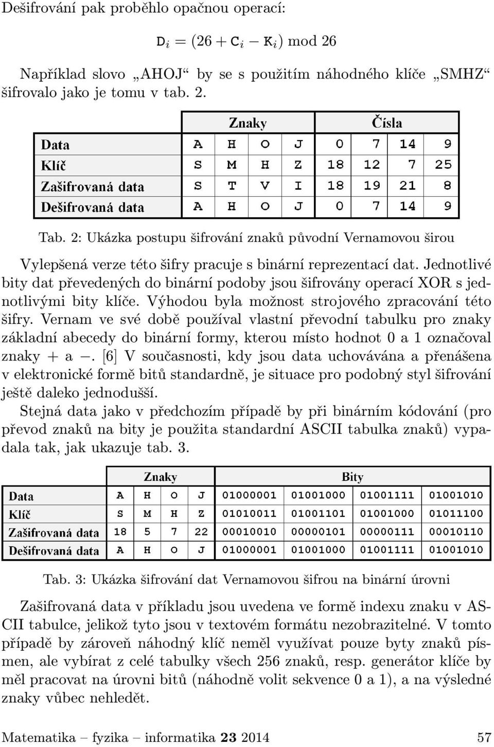 Jednotlivé bity dat převedených do binární podoby jsou šifrovány operací XOR s jednotlivými bity klíče. Výhodou byla možnost strojového zpracování této šifry.