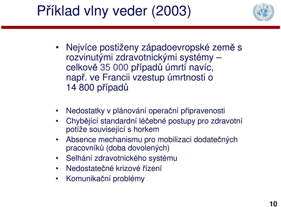 ve Francii vzestup úmrtnosti o 14 800 případů Nedostatky v plánování operační připravenosti Chybějící standardní