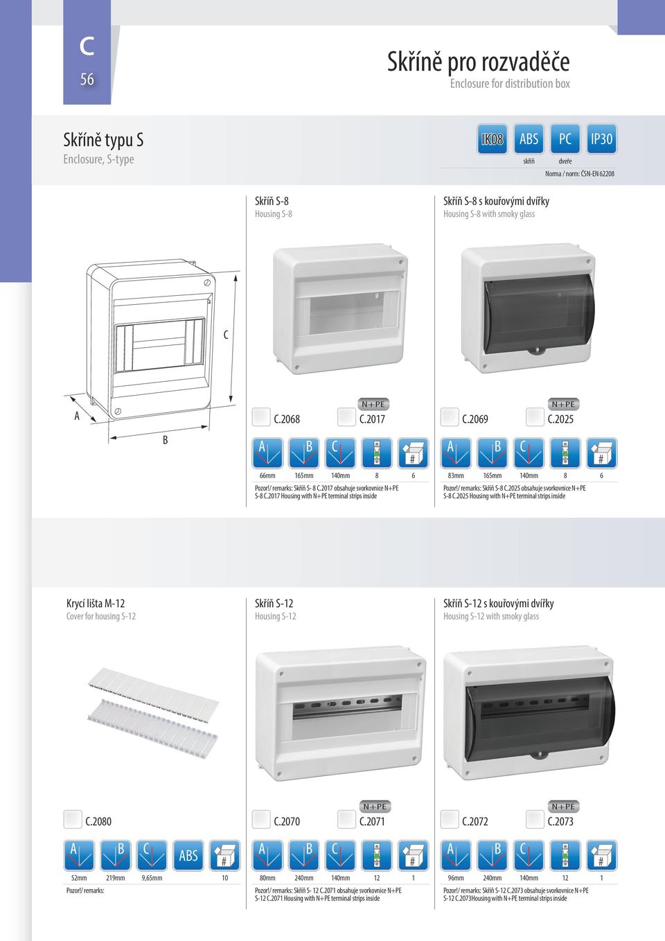 05 Housing with terminal strips inside Skříň S- Skříň S- s kouřovými dvířky Housing S- 5mm 9mm 9,65mm S 0 80mm 6 Housing S- with smoky glass.070 8 Skříň S- 8.