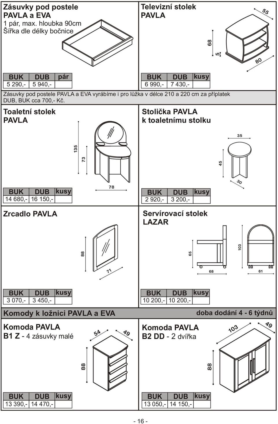 délce 210 a 220 cm za pøíplatek, cca 700,- Kè.