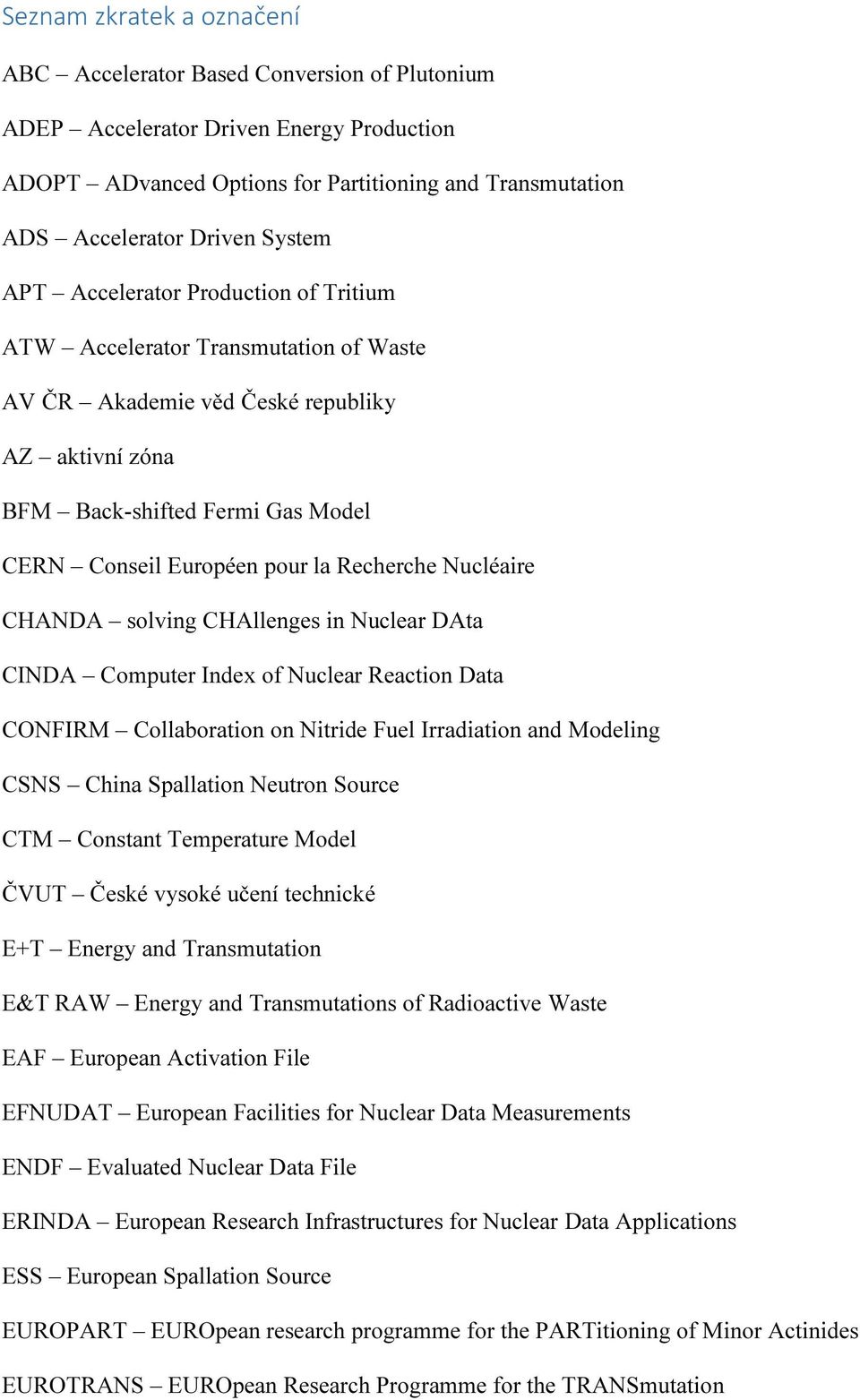 Recherche Nucléaire CHANDA solving CHAllenges in Nuclear DAta CINDA Computer Index of Nuclear Reaction Data CONFIRM Collaboration on Nitride Fuel Irradiation and Modeling CSNS China Spallation