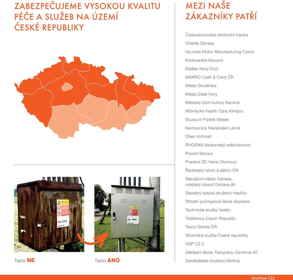 Obec Krčmaň PHOENIX lékárenský velkoobchod Povodí Moravy Pradera SC Hana Olomouc Ředitelství silnic a dálnic ČR Statutární město Ostrava, městský obvod Ostrava-Jih Stavební bytové družstvo Havířov