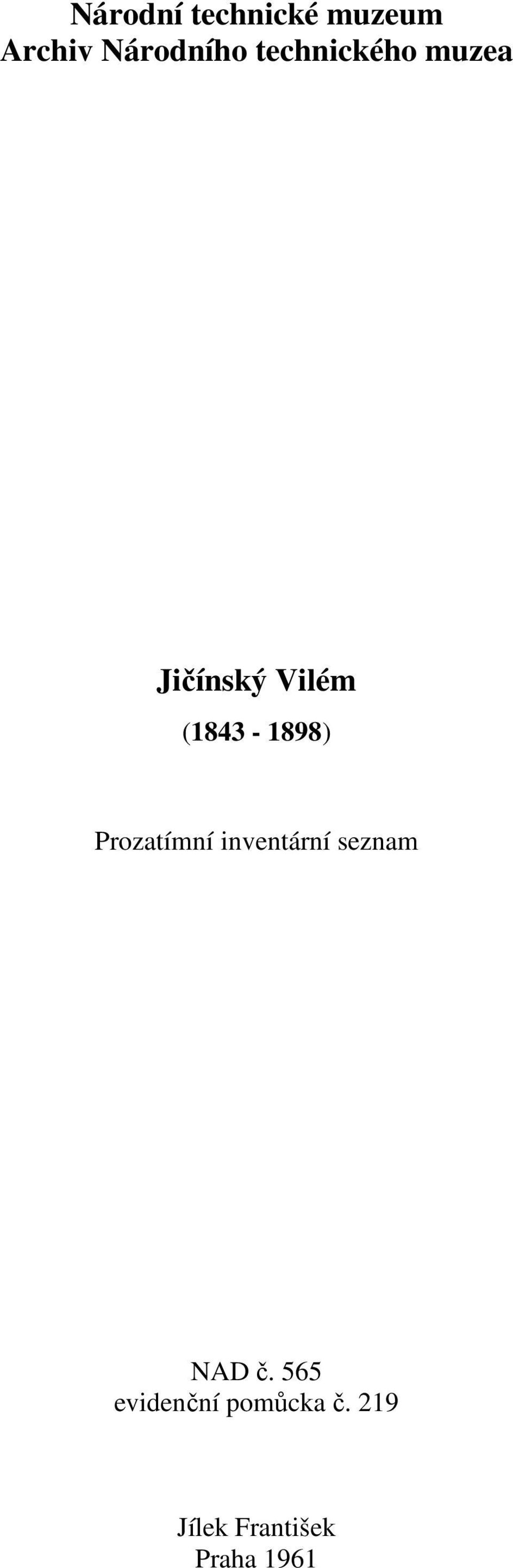 Prozatímní inventární seznam NAD č.