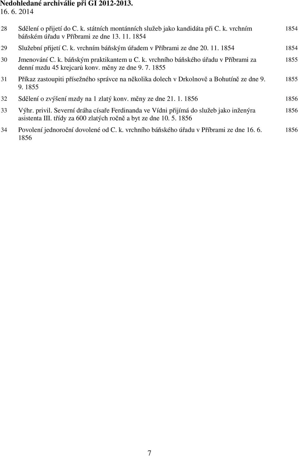měny ze dne 9. 7. 31 Příkaz zastoupiti přísežného správce na několika dolech v Drkolnově a Bohutíně ze dne 9. 9. 32 Sdělení o zvýšení mzdy na 1 zlatý konv. měny ze dne 21. 1. 33 Výhr. privil.