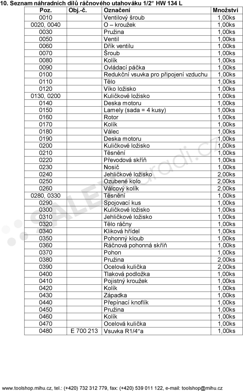 1,00ks 0100 Redukční vsuvka pro připojení vzduchu 1,00ks 0110 Tělo 1,00ks 0120 Víko ložisko 1,00ks 0130, 0200 Kuličkové ložisko 1,00ks 0140 Deska motoru 1,00ks 0150 Lamely (sada = 4 kusy) 1,00ks 0160