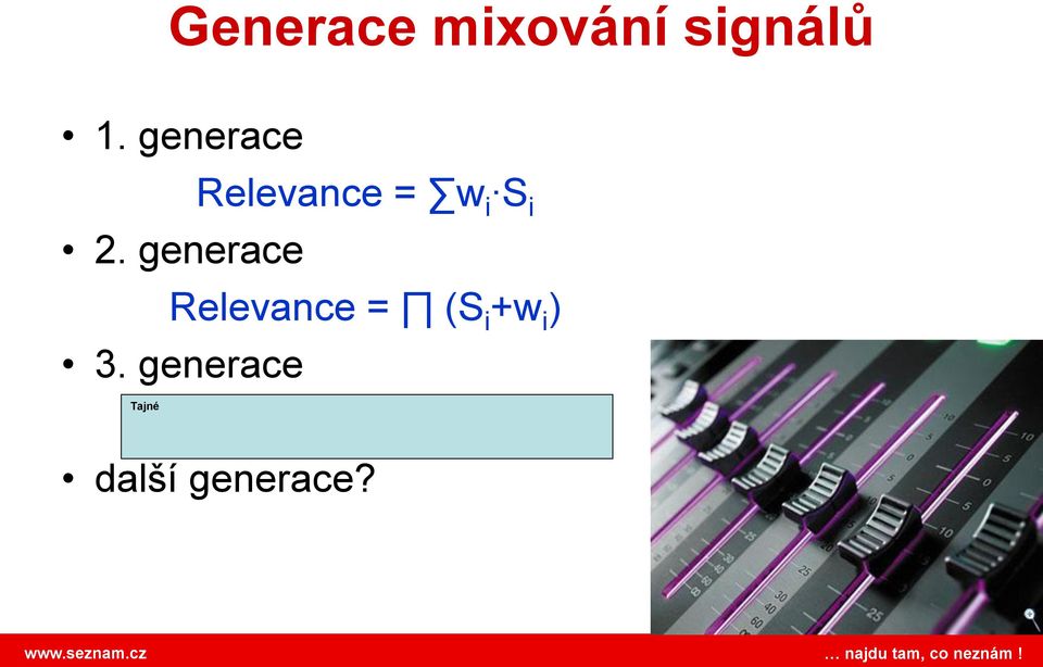 generace Relevance = (S i +w i ) 3.