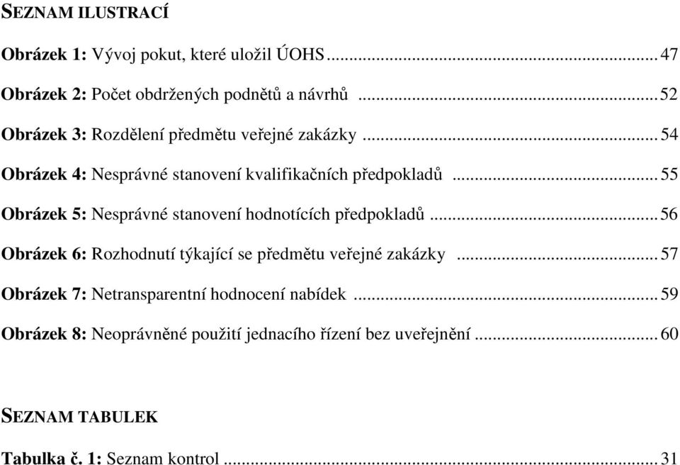 .. 55 Obrázek 5: Nesprávné stanovení hodnotících předpokladů... 56 Obrázek 6: Rozhodnutí týkající se předmětu veřejné zakázky.