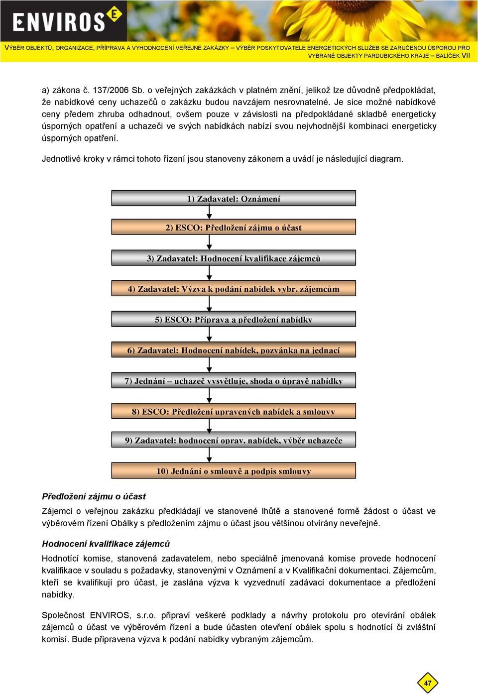 energeticky úsporných opatření. Jednotlivé kroky v rámci tohoto řízení jsou stanoveny zákonem a uvádí je následující diagram.