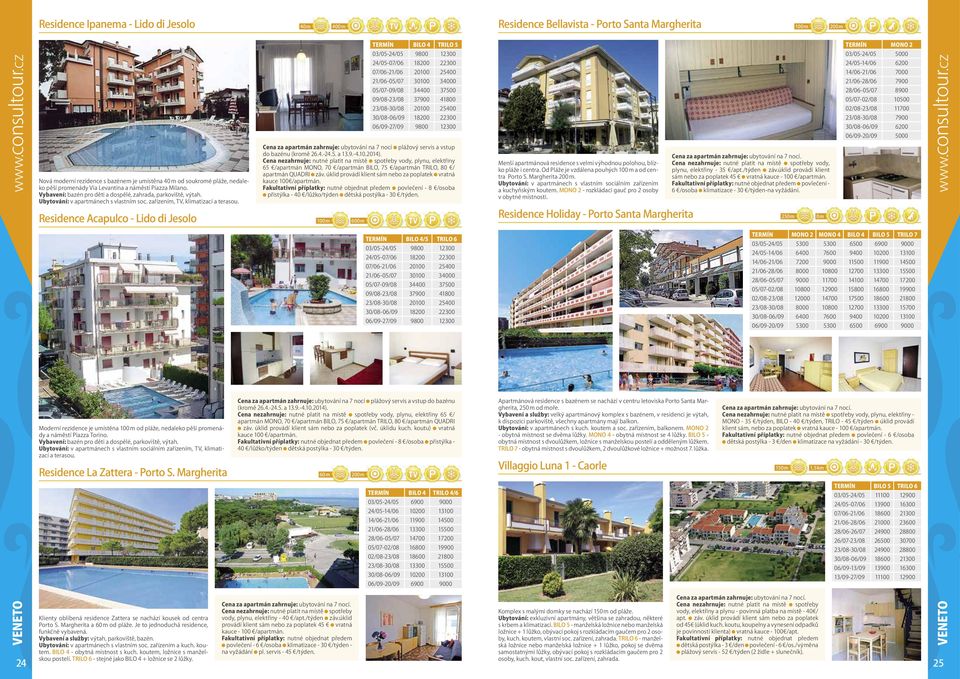 Residence Acapulco - Lido di Jesolo plážový servis a vstup do bazénu (kromě 26.4.-24.5. a 13.9.-4.10.2014).