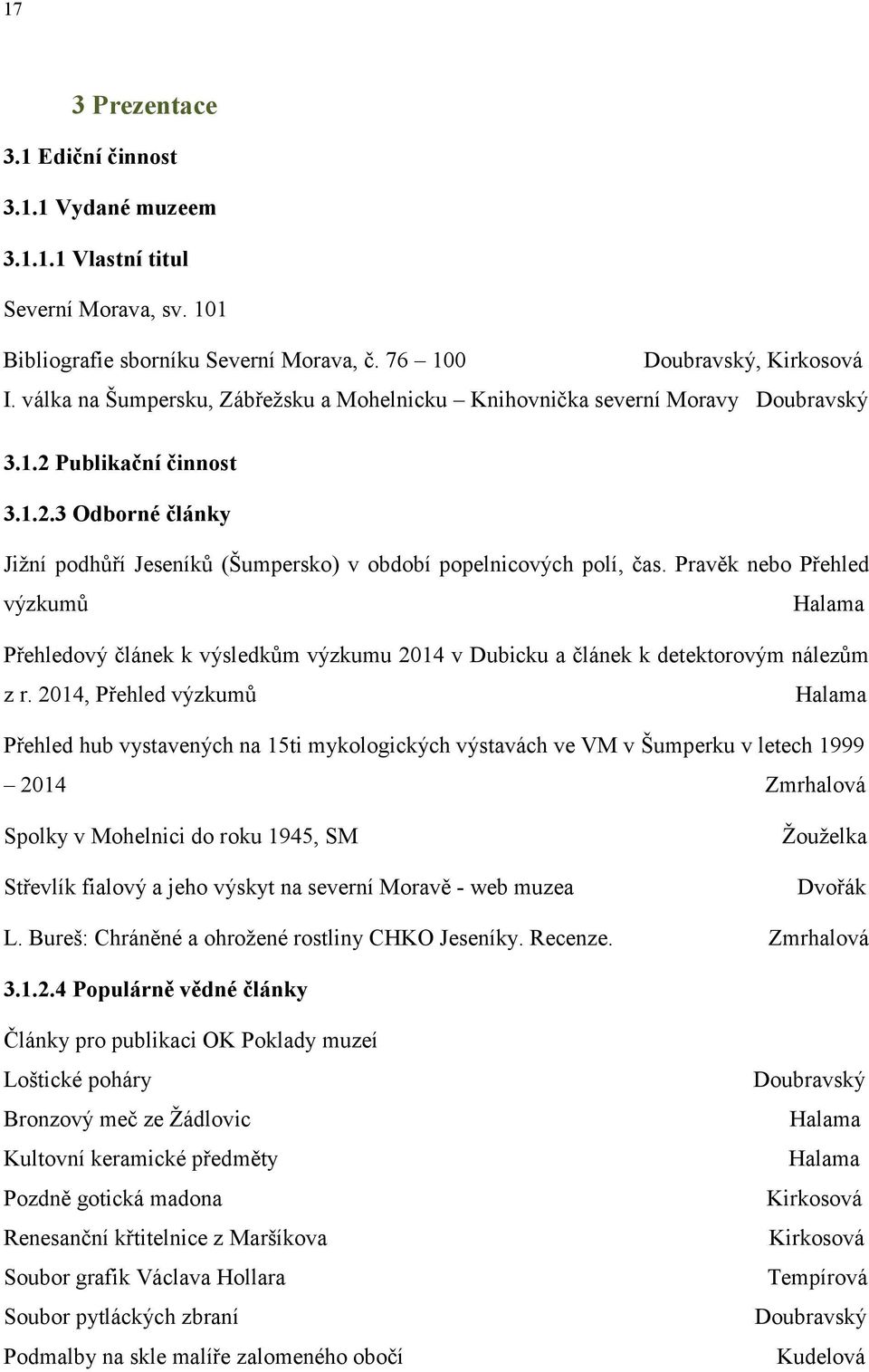 Pravěk nebo Přehled výzkumů Halama Přehledový článek k výsledkům výzkumu 2014 v Dubicku a článek k detektorovým nálezům z r.