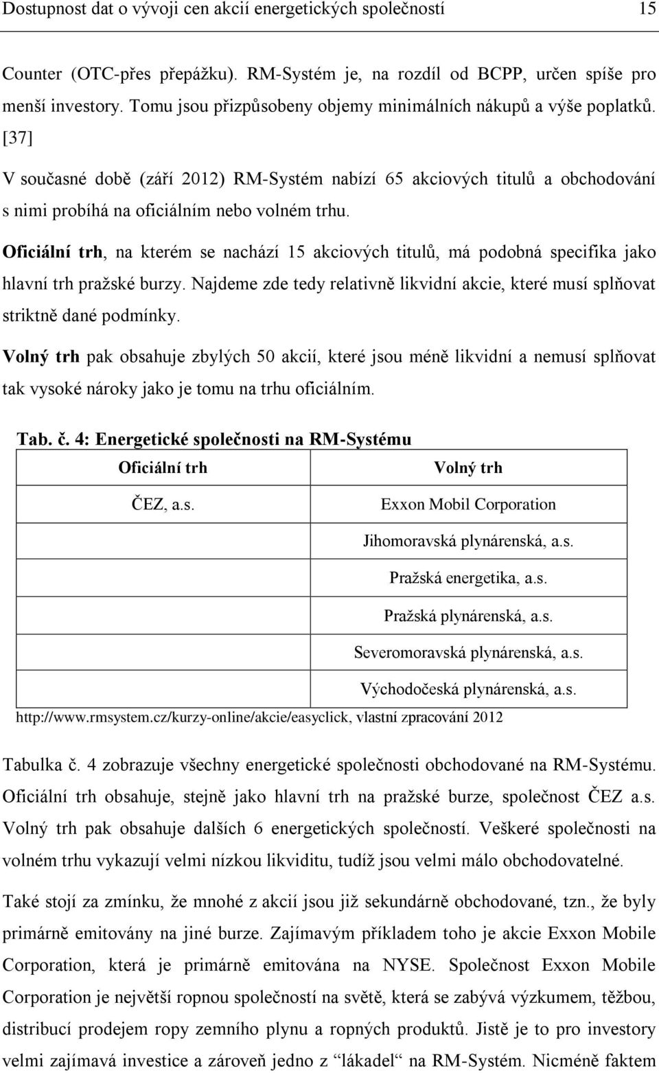 Oficiální trh, na kterém se nachází 15 akciových titulů, má podobná specifika jako hlavní trh pražské burzy. Najdeme zde tedy relativně likvidní akcie, které musí splňovat striktně dané podmínky.