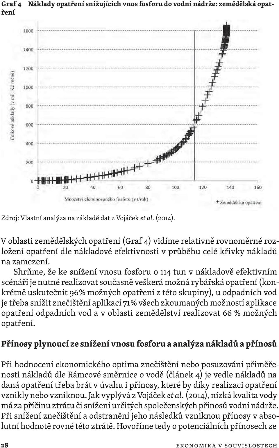 Shrňme, že ke snížení vnosu fosforu o 114 tun v nákladově efektivním scénáři je nutné realizovat současně veškerá možná rybářská opatření (konkrétně uskutečnit 96 % možných opatření z této skupiny),