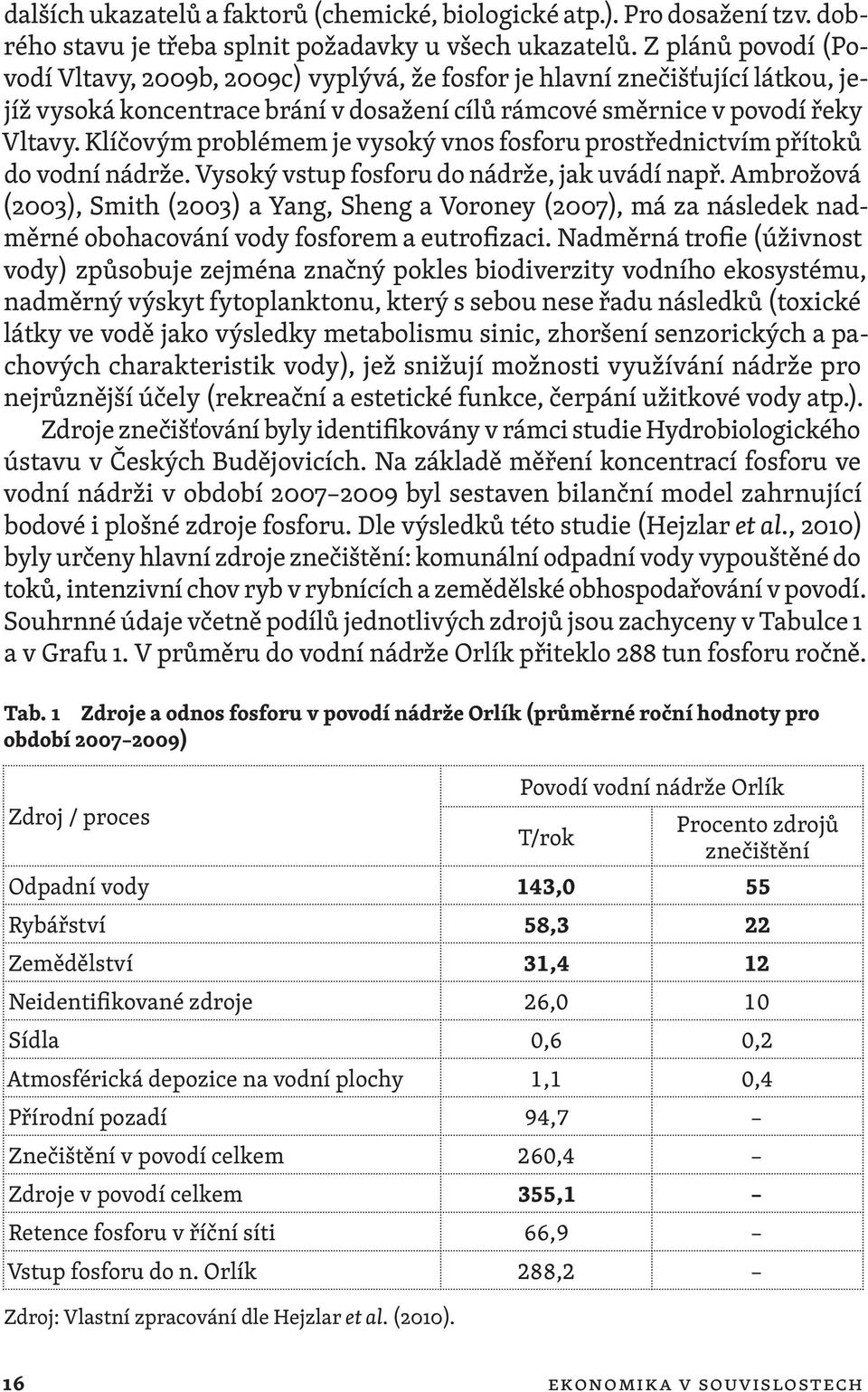 Klíčovým problémem je vysoký vnos fosforu prostřednictvím přítoků do vodní nádrže. Vysoký vstup fosforu do nádrže, jak uvádí např.