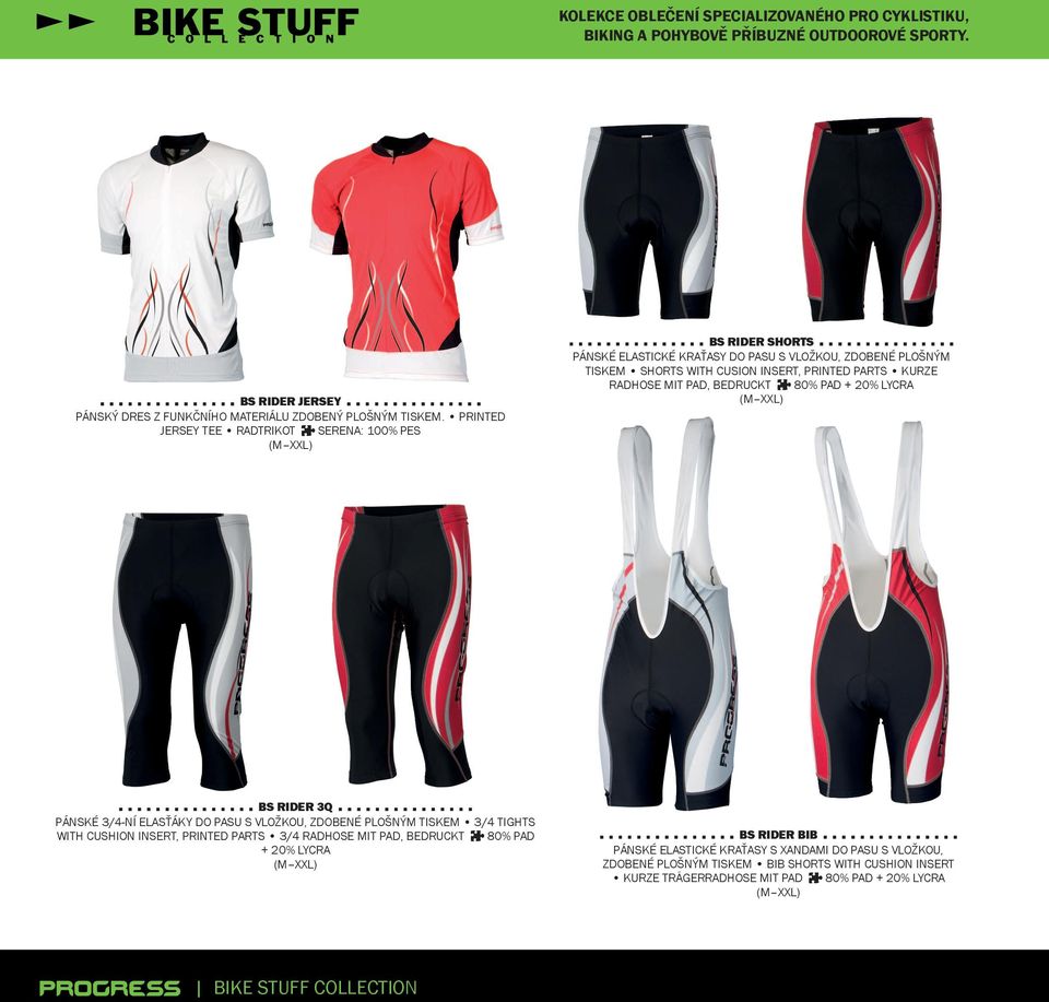 Pad, bedruckt 80% PAD + 20% Lycra BS Rider 3Q Pánské 3/4-ní elasťáky do pasu s vložkou, zdobené plošným tiskem 3/4 tights with cushion insert, printed parts 3/4 Radhose mit Pad, bedruckt