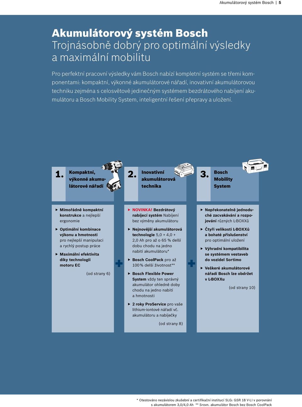 inteligentní řešení přepravy a uložení. 1. Kompaktní, výkonné akumulátorové nářadí 2. Inovativní akumulátorová technika 3.