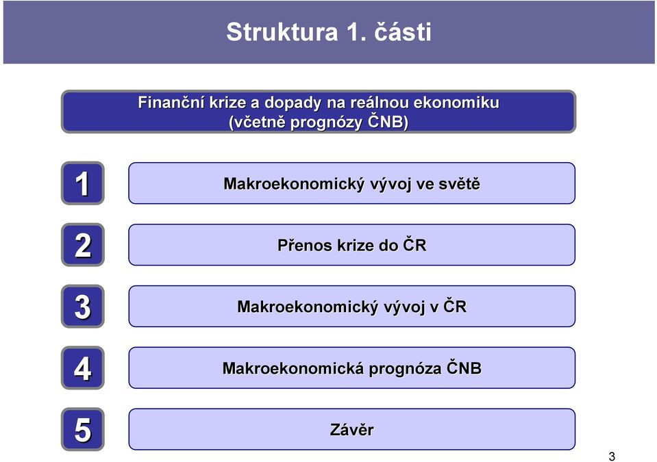 (včetn etně prognózy ČNB) 1 Makroekonomický vývoj ve