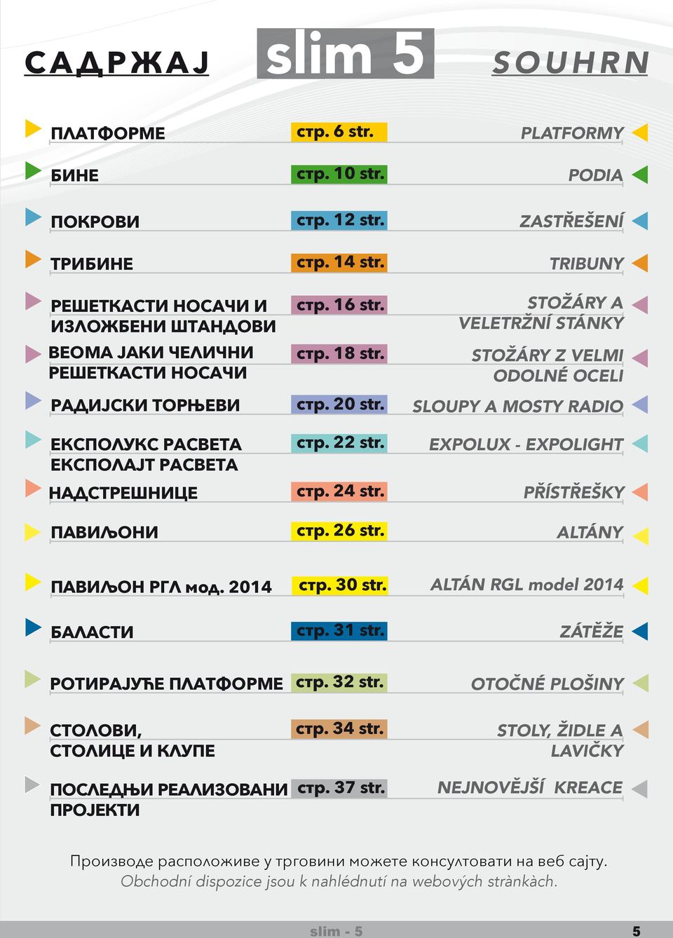 стр. 18 str. стр. 20 str. стр. 22 str. стр. 24 str. стр. 26 str. STOŽÁRY A VELETRŽNÍ STÁNKY STOŽÁRY Z VELMI ODOLNÉ OCELI SLOUPY A MOSTY RADIO EXPOLUX - EXPOLIGHT PŘÍSTŘEŠKY ALTÁNY ПАВИЉОН РГЛ мод.