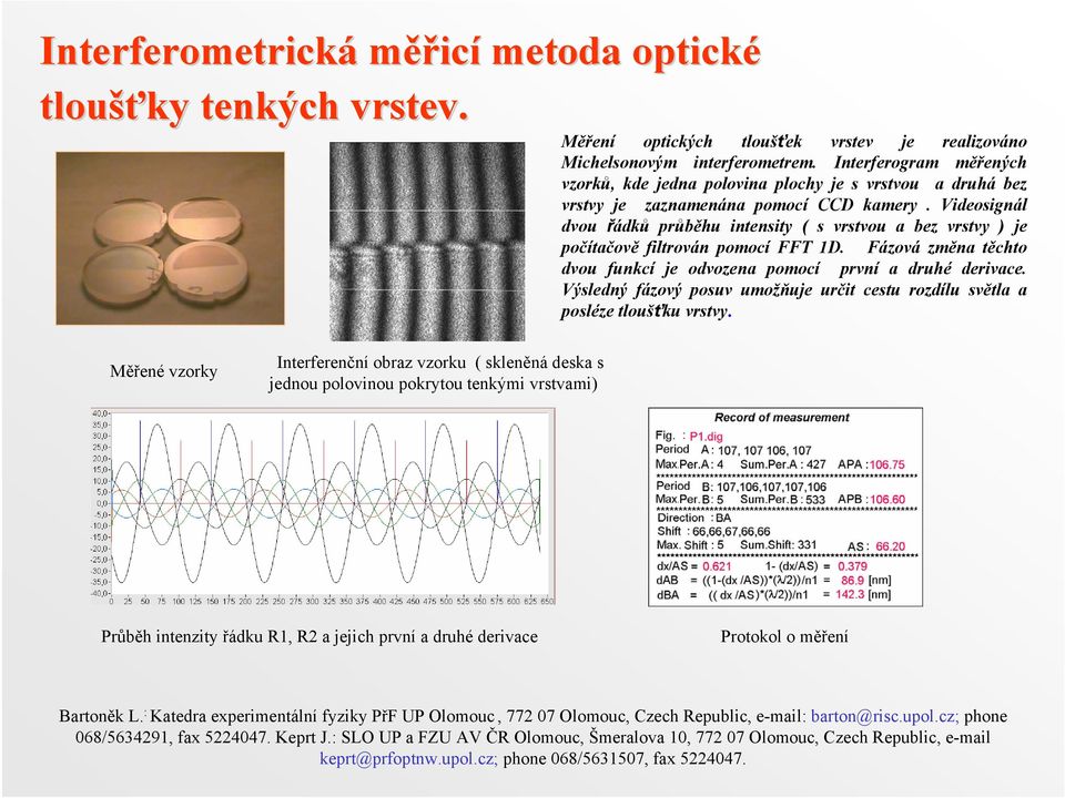 Videosignál dvou řádků průběhu intensity ( s vrstvou a bez vrstvy ) je počítačově filtrován pomocí FFT 1D. Fázová změna těchto dvou funkcí je odvozena pomocí první a druhé derivace.