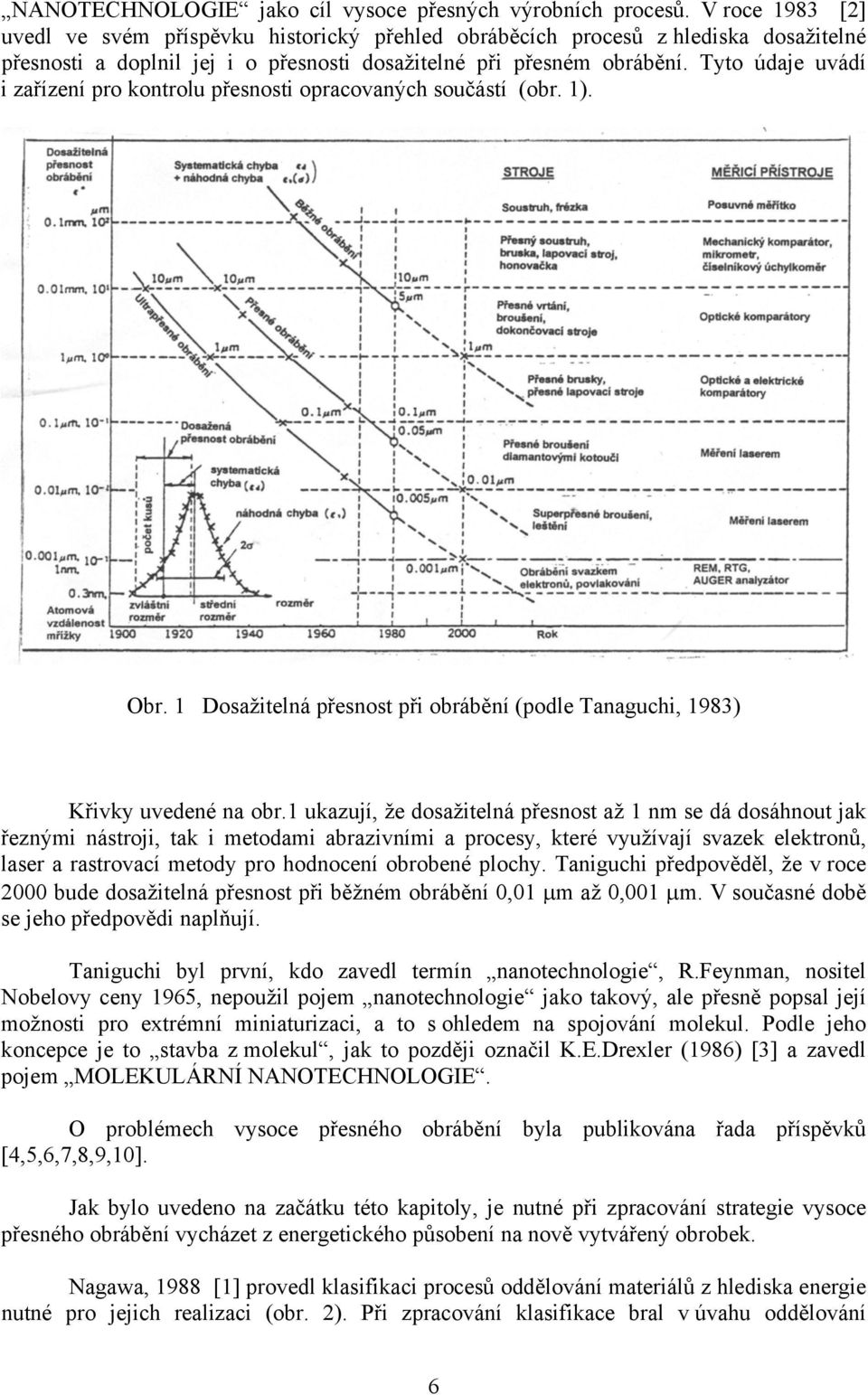 Tyto údaje uvádí i zařízení pro kontrolu přesnosti opracovaných součástí (obr. 1). Obr. 1 Dosažitelná přesnost při obrábění (podle Tanaguchi, 1983) Křivky uvedené na obr.