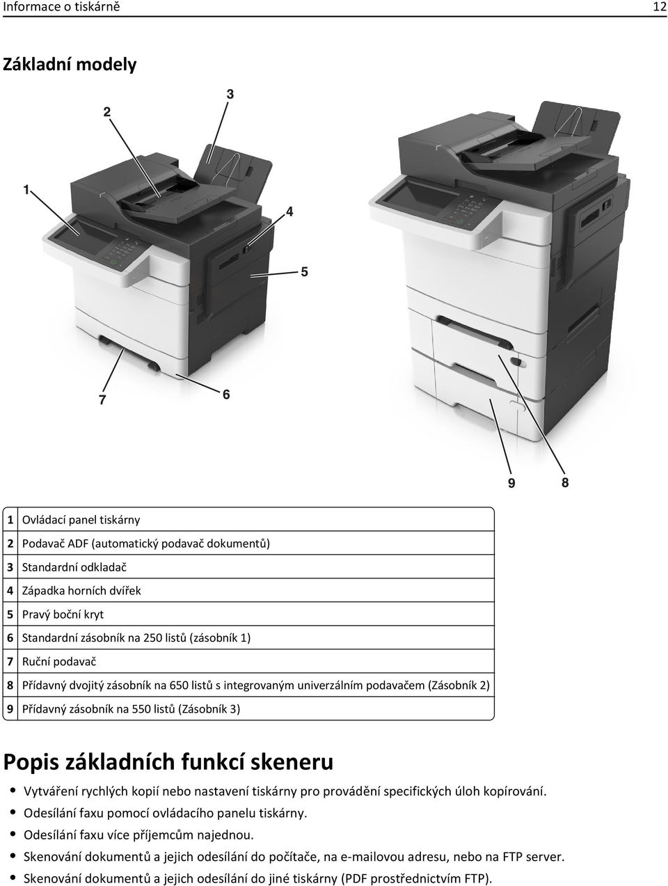 Popis základních funkcí skeneru Vytváření rychlých kopií nebo nastavení tiskárny pro provádění specifických úloh kopírování. Odesílání faxu pomocí ovládacího panelu tiskárny.