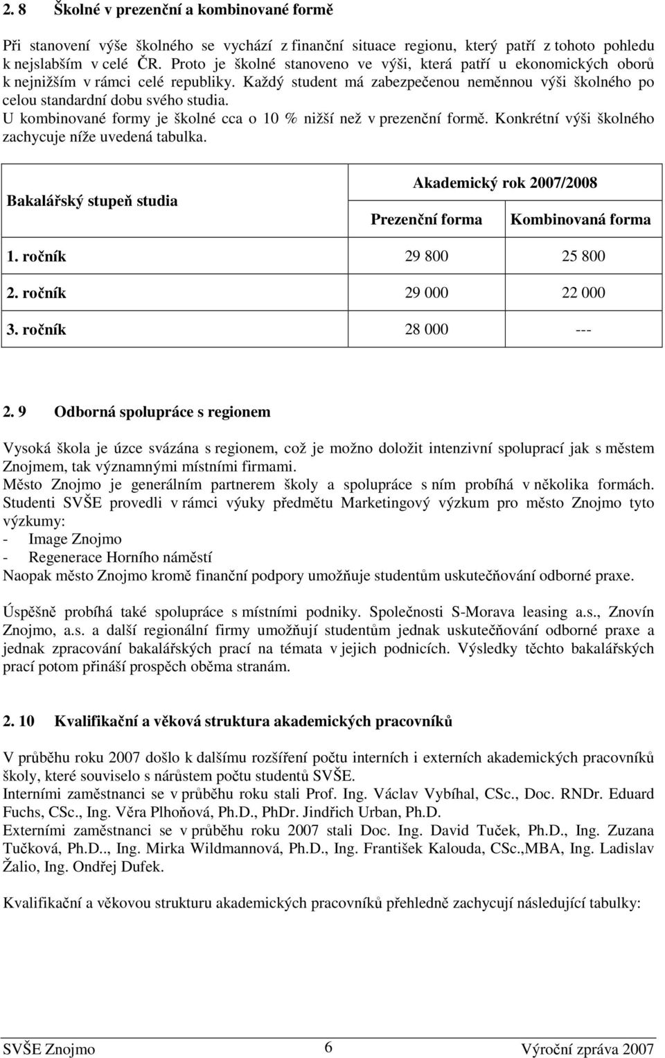 U kombinované formy je školné cca o 10 % nižší než v prezenční formě. Konkrétní výši školného zachycuje níže uvedená tabulka.