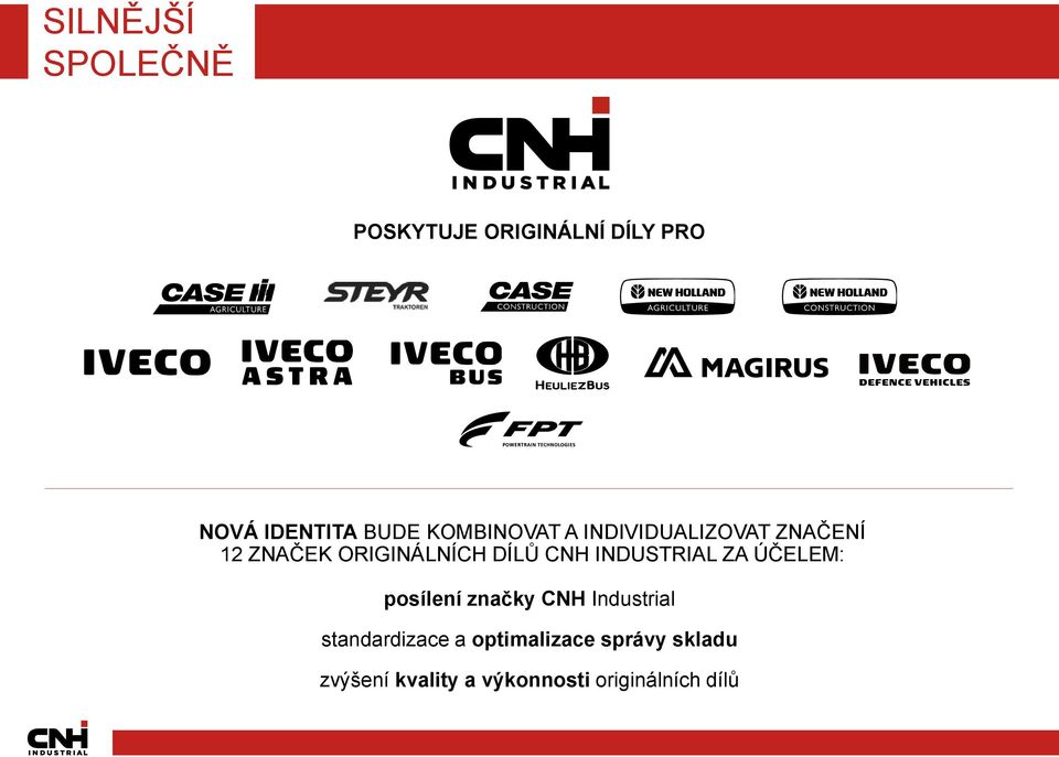 INDUSTRIAL ZA ÚČELEM: posílení značky CNH Industrial standardizace a
