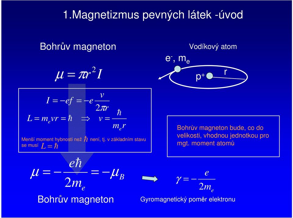 h ohův magneton není, tj.