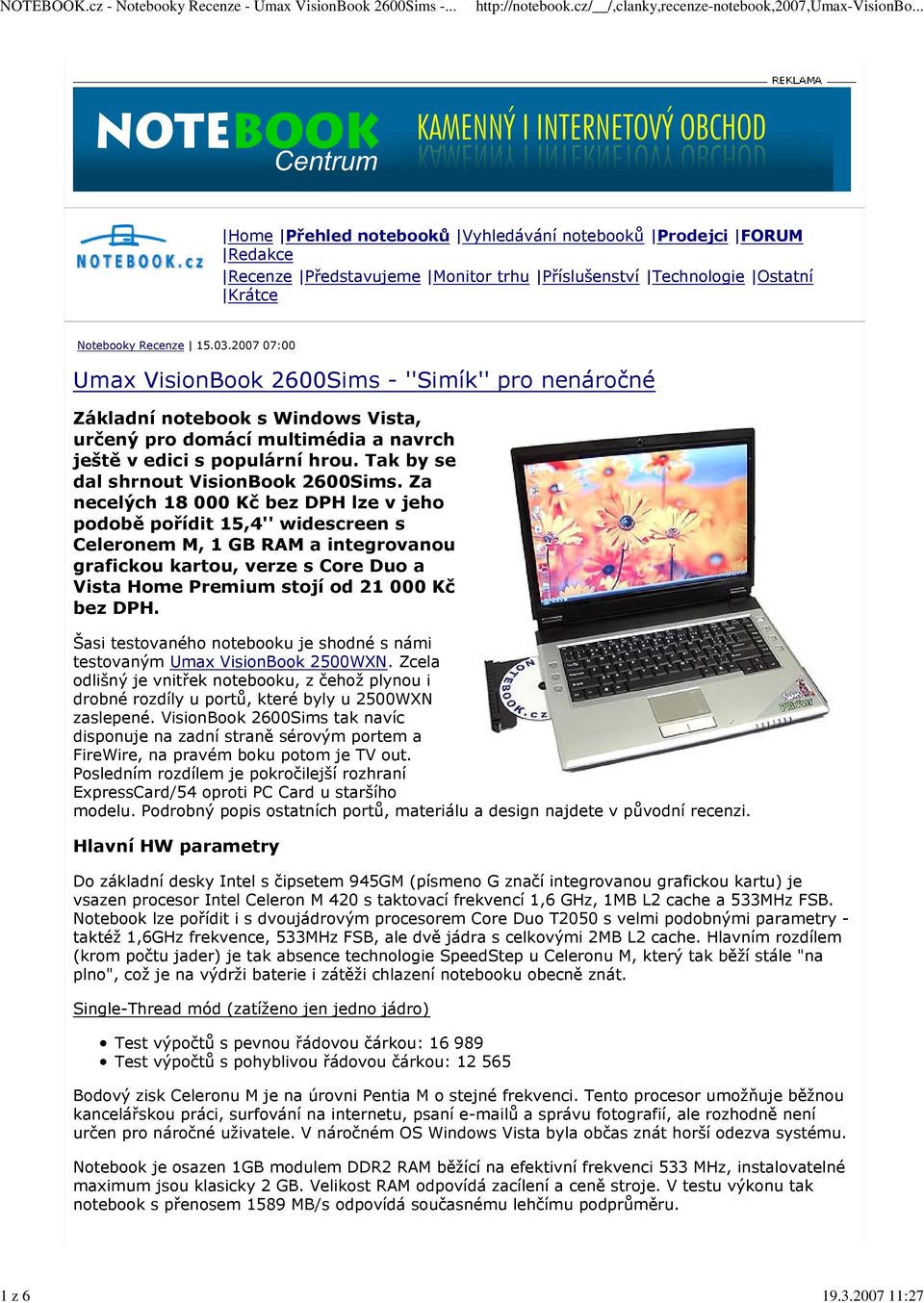 Tak by se dal shrnout VisionBook 2600Sims.