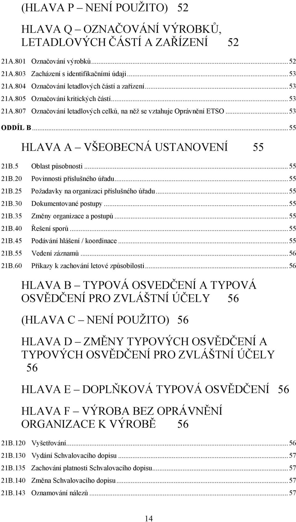 .. 55 HLAVA A VŠEOBECNÁ USTANOVENÍ 55 21B.5 Oblast působnosti...55 21B.20 Povinnosti příslušného úřadu...55 21B.25 Požadavky na organizaci příslušného úřadu...55 21B.30 Dokumentované postupy...55 21B.35 Změny organizace a postupů.