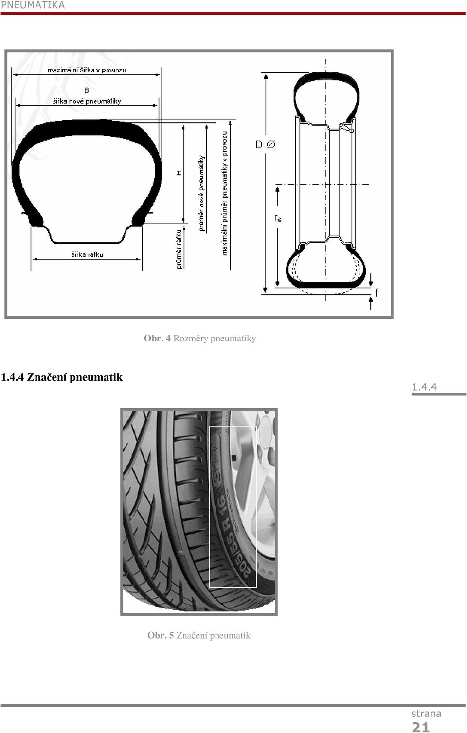 4.4 Značení pneumatik 1.