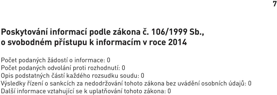 podaných odvolání proti rozhodnutí: 0 Opis podstatných částí každého rozsudku soudu: 0