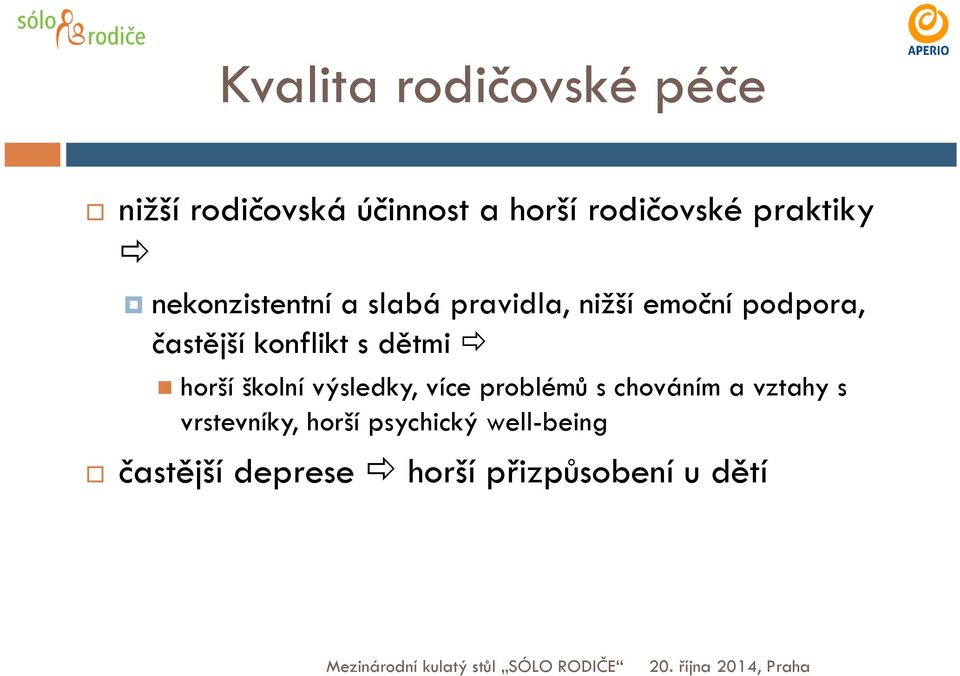 konflikt s dětmi horší školní výsledky, více problémů s chováním a vztahy