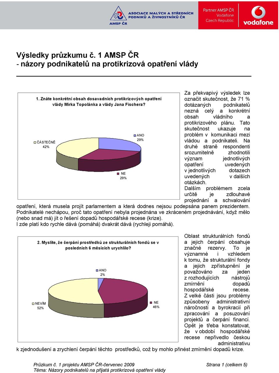 dotázaných podnikatelů nezná celý a konkrétní obsah vládního a protikrizového plánu. Tato skutečnost ukazuje na problém v komunikaci mezi ČÁSTEČNĚ vládou a podnikateli.