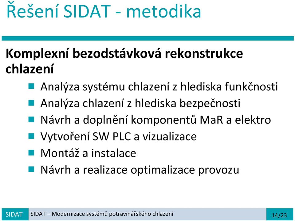 doplnění komponentů MaR a elektro Vytvoření SW PLC a vizualizace Montáža