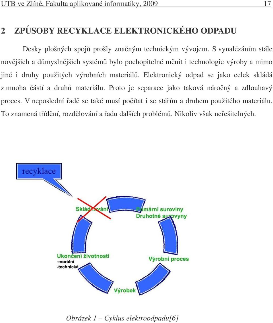 Elektronický odpad se jako celek skládá z mnoha ástí a druh materiálu. Proto je separace jako taková nároný a zdlouhavý proces.