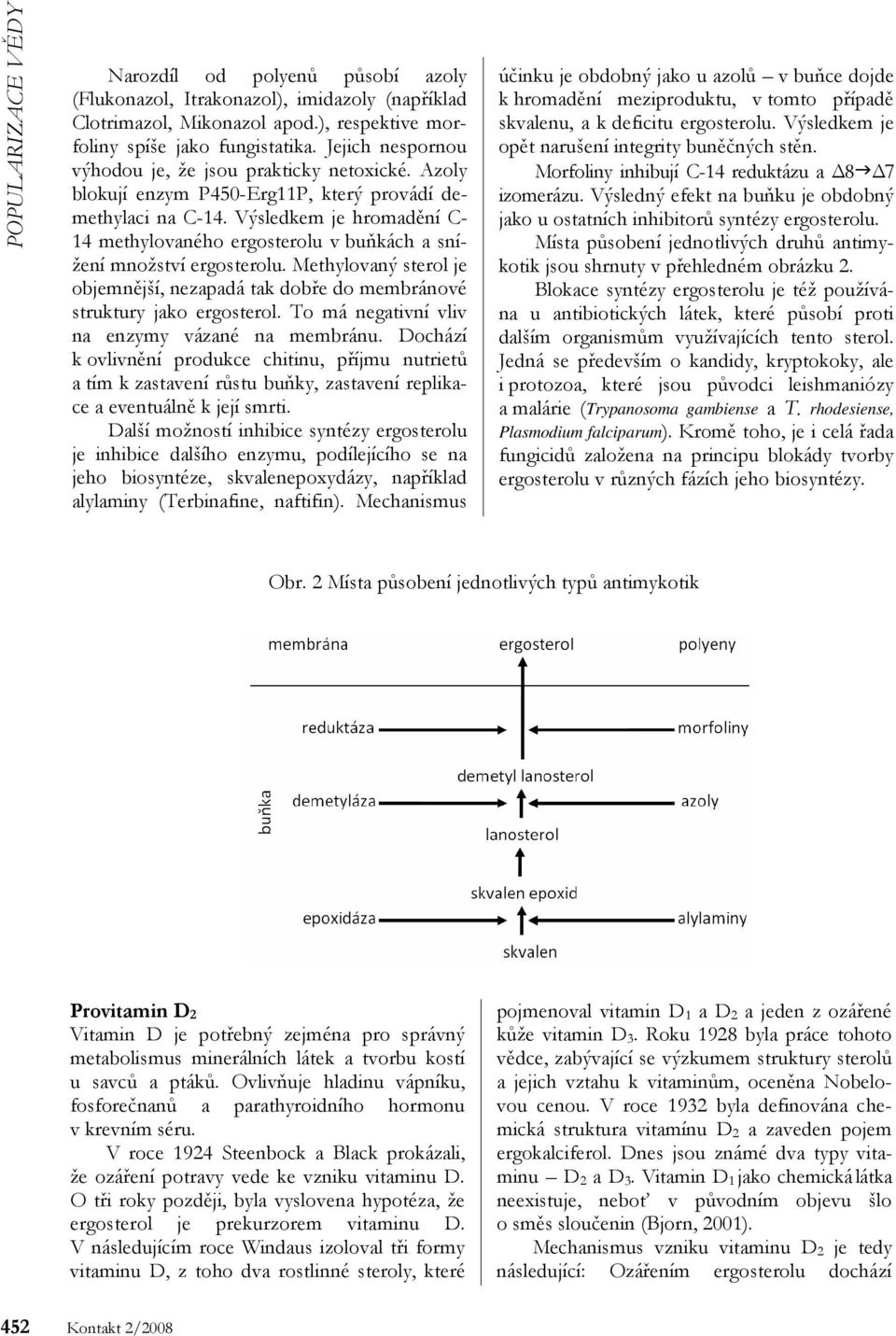 Výsledkem je hromadění C- 14 methylovaného ergosterolu v buňkách a snížení množství ergosterolu. Methylovaný sterol je objemnější, nezapadá tak dobře do membránové struktury jako ergosterol.