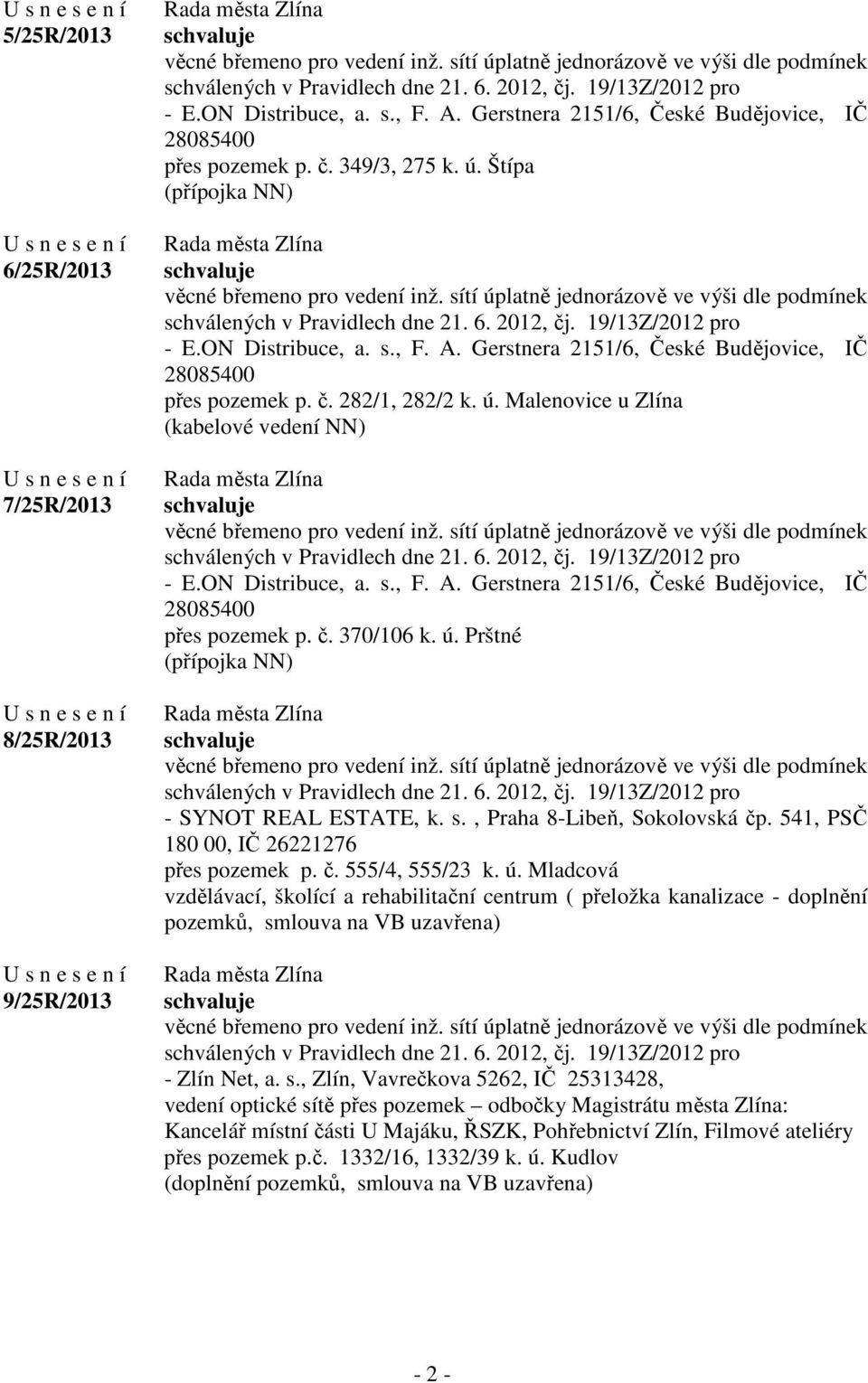 sítí úplatně jednorázově ve výši dle podmínek schválených v Pravidlech dne 21. 6. 2012, čj. 19/13Z/2012 pro - E.ON Distribuce, a. s., F. A.