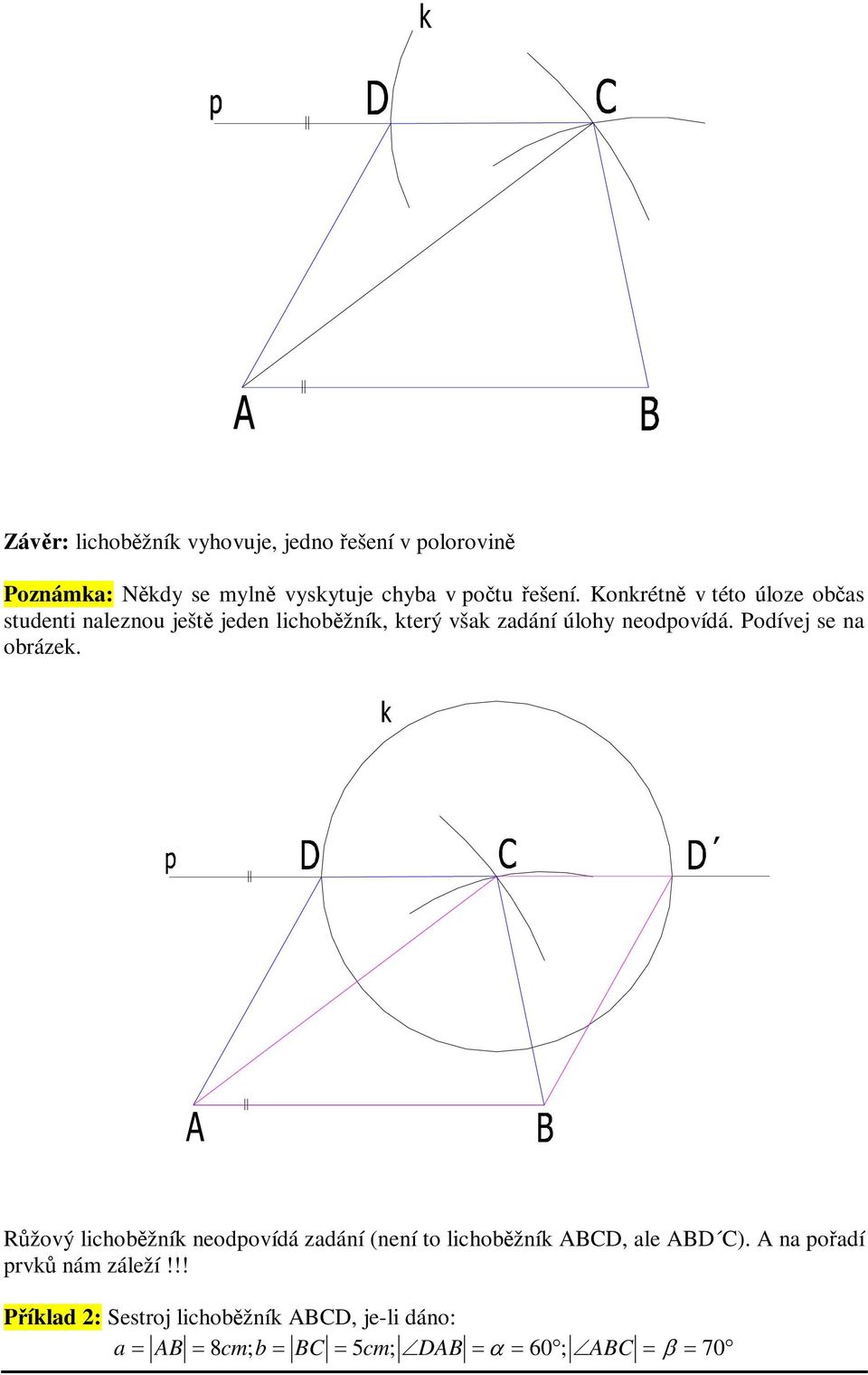 Konétn této úloze obas studenti naleznou ješt jeden lichobžní, teý ša zadání úlohy