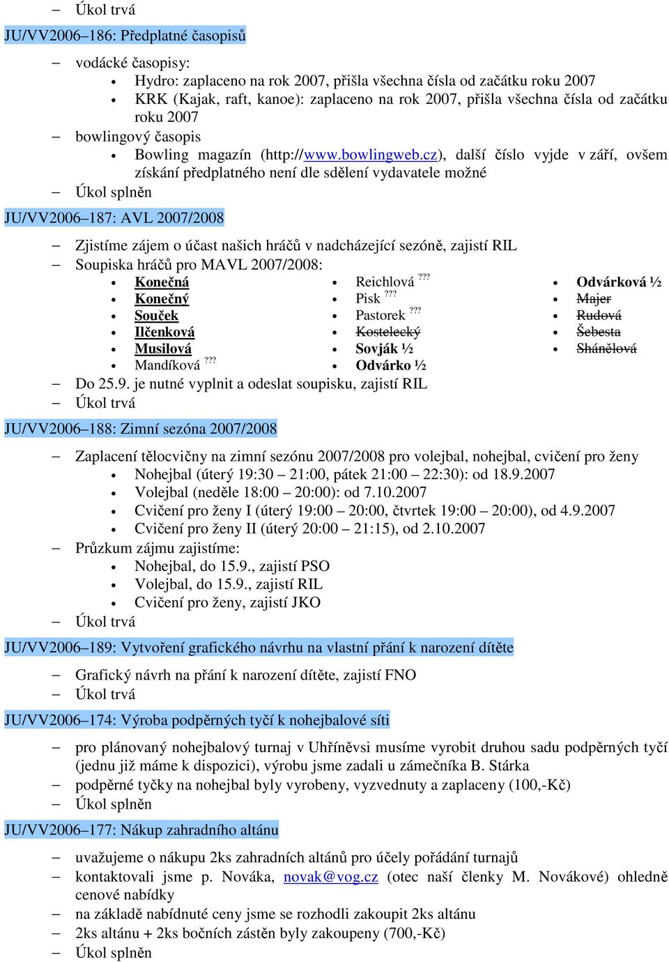 cz), další číslo vyjde v září, ovšem získání předplatného není dle sdělení vydavatele možné JU/VV2006 187: AVL 2007/2008 Zjistíme zájem o účast našich hráčů v nadcházející sezóně, zajistí RIL