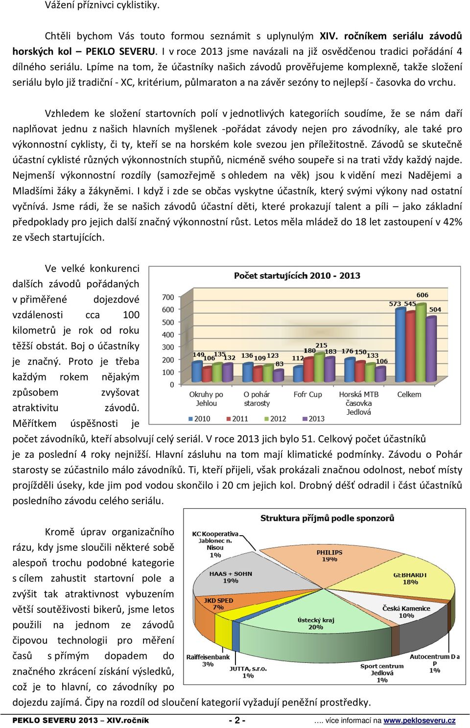 Lpíme na tom, že účastníky našich závodů prověřujeme komplexně, takže složení seriálu bylo již tradiční - XC, kritérium, půlmaraton a na závěr sezóny to nejlepší - časovka do vrchu.