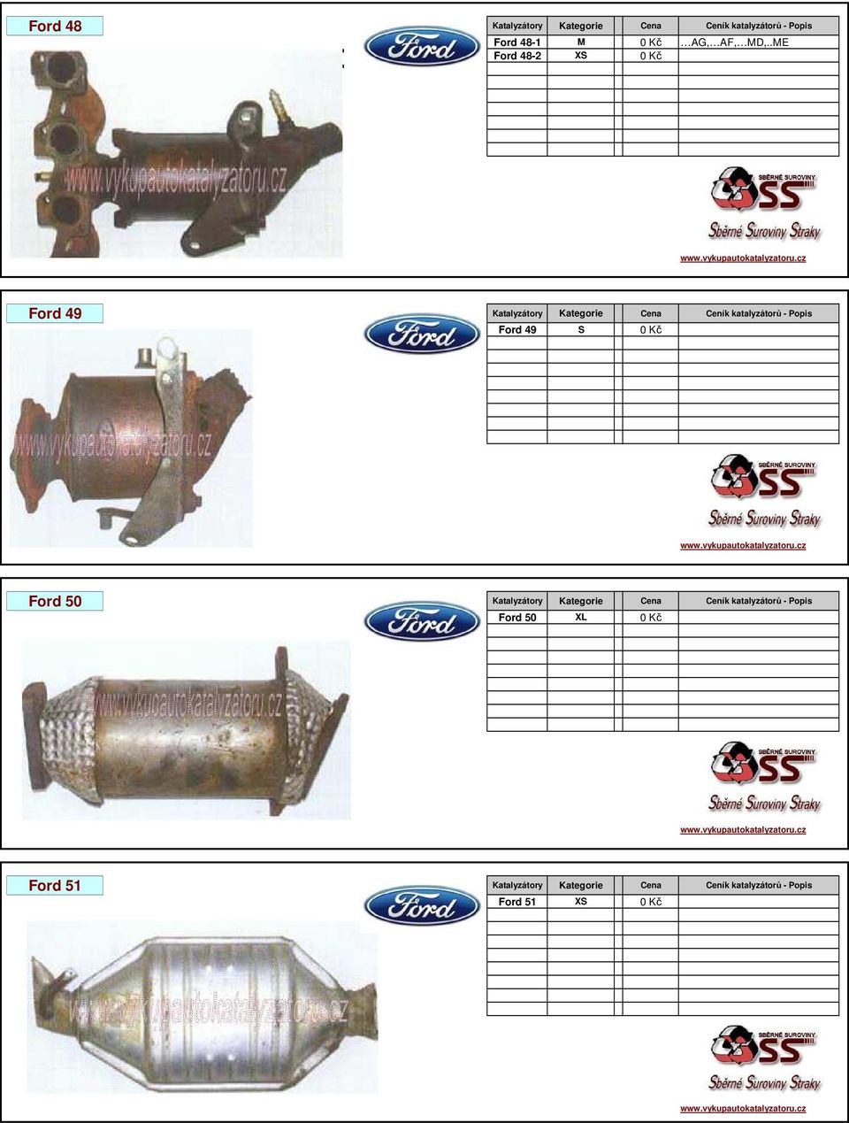 Popis Ford 49 S 0 Kč Ford 50 Katalyzátory Kategorie Cena Ceník katalyzátorů - Popis