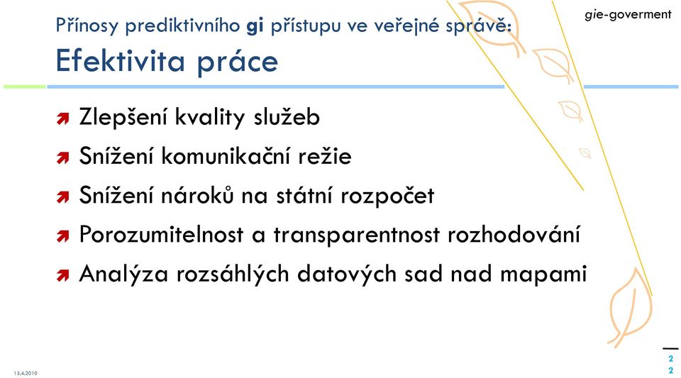 komunikační režie Snížení nároků na státní rozpočet