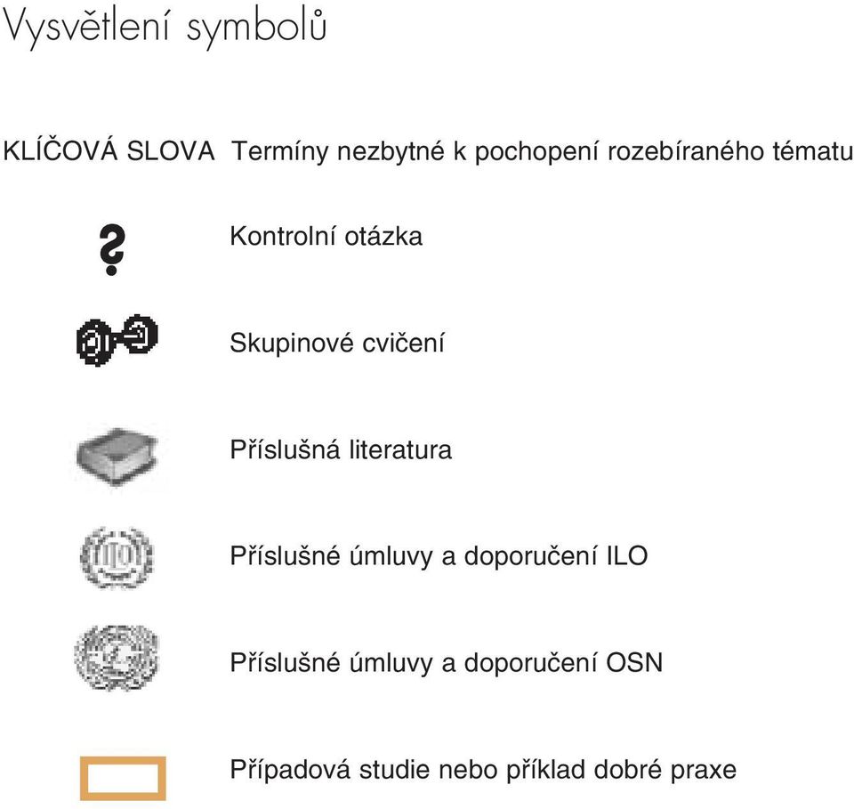 Kontrolní otázka Skupinové cvičení Příslušná literatura