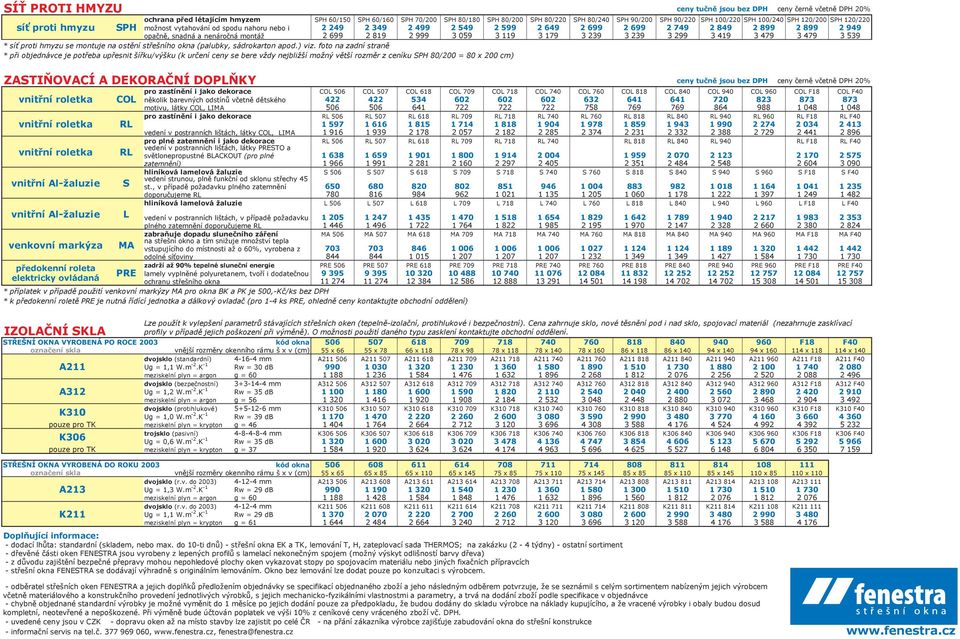 a nenáročná montáž 2 699 2 819 2 999 3 059 3 119 3 179 3 239 3 239 3 299 3 419 3 479 3 479 3 539 * síť proti hmyzu se montuje na ostění střešního okna (palubky, sádrokarton apod.) viz.